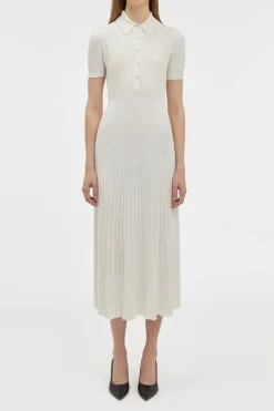 Amor Knit Midi Dress in Ivory Cashmere Silk