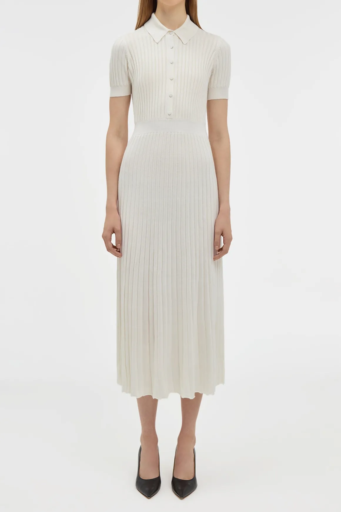 Amor Knit Midi Dress in Ivory Cashmere Silk