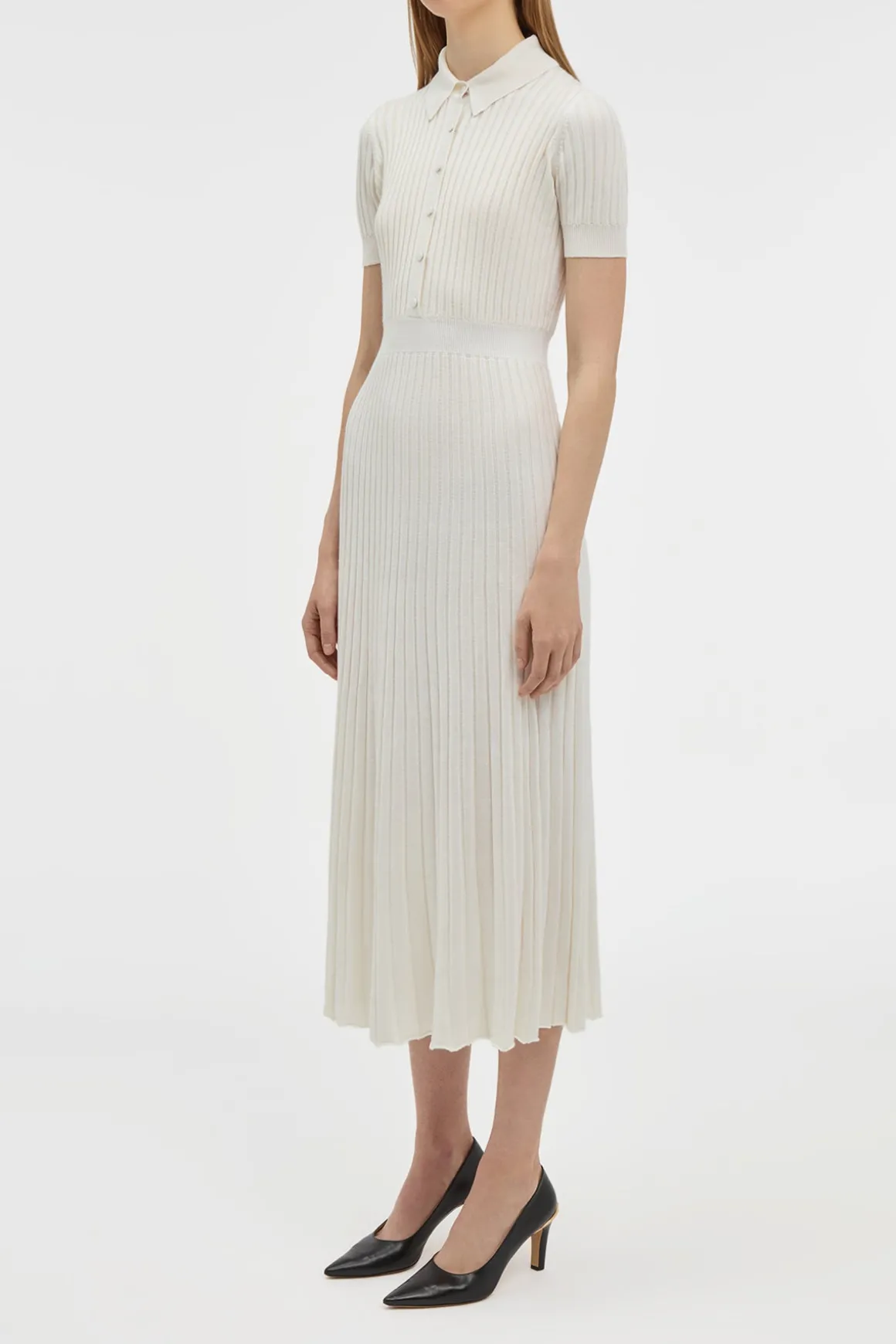 Amor Knit Midi Dress in Ivory Cashmere Silk