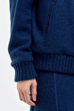 Amy Midi Skirt in Electric Navy Speckled Cashmere
