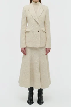 Amy Midi Skirt in Ivory Recycled Cashmere Boucle