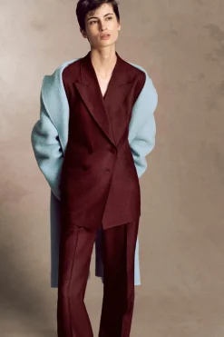 Angela Blazer in Bordeaux Wool Silk