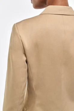 Angela Blazer in Camel Light Sea Island Cotton Twill
