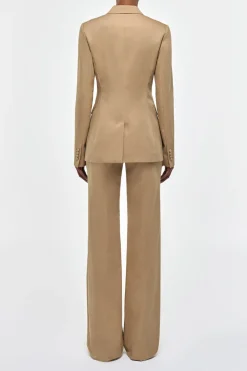 Angela Blazer in Camel Light Sea Island Cotton Twill
