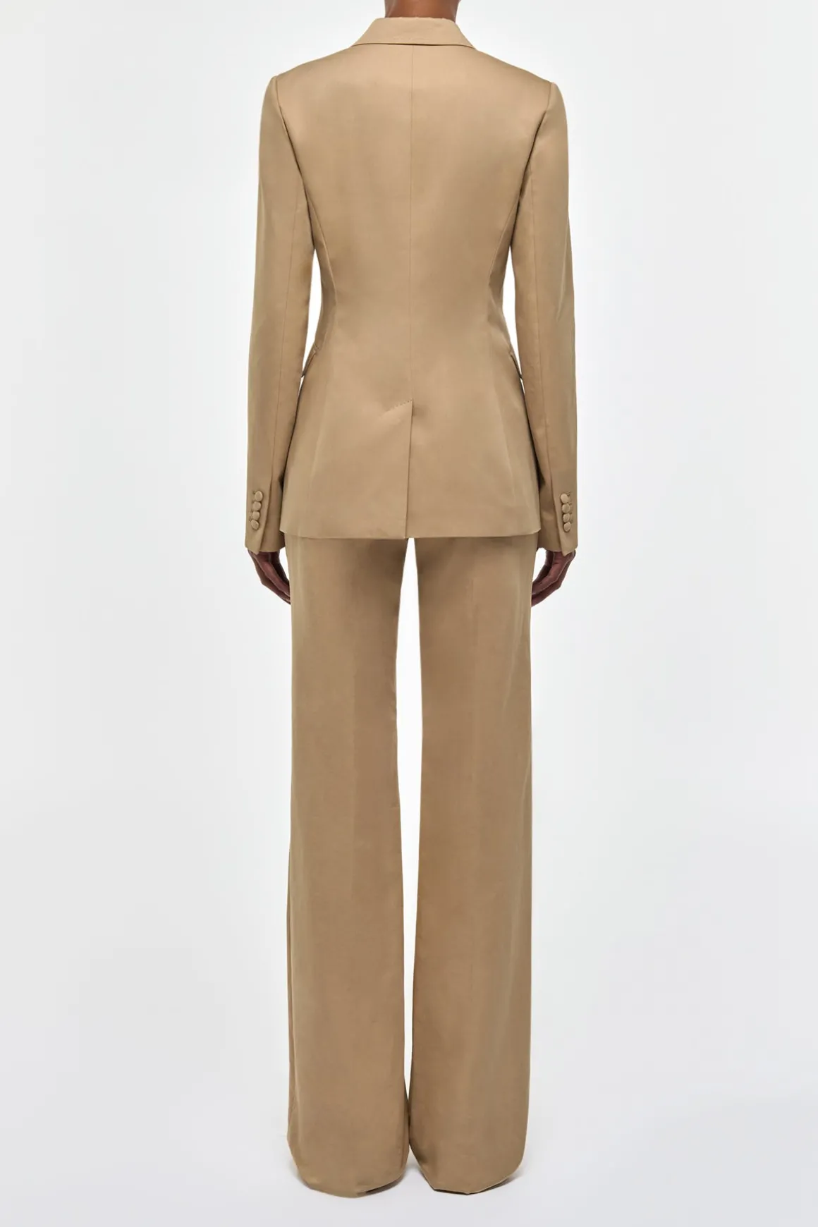 Angela Blazer in Camel Light Sea Island Cotton Twill