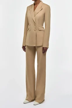 Angela Blazer in Camel Light Sea Island Cotton Twill