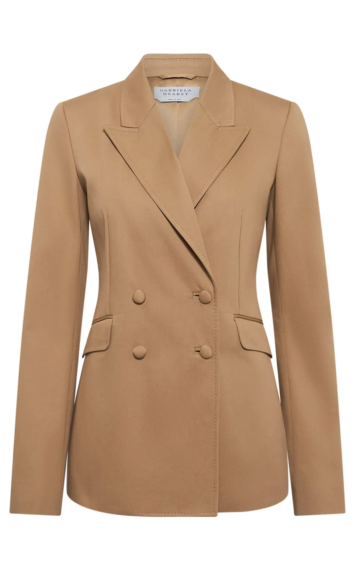 Angela Blazer in Camel Light Sea Island Cotton Twill