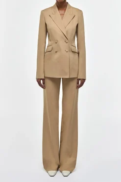 Angela Blazer in Camel Light Sea Island Cotton Twill