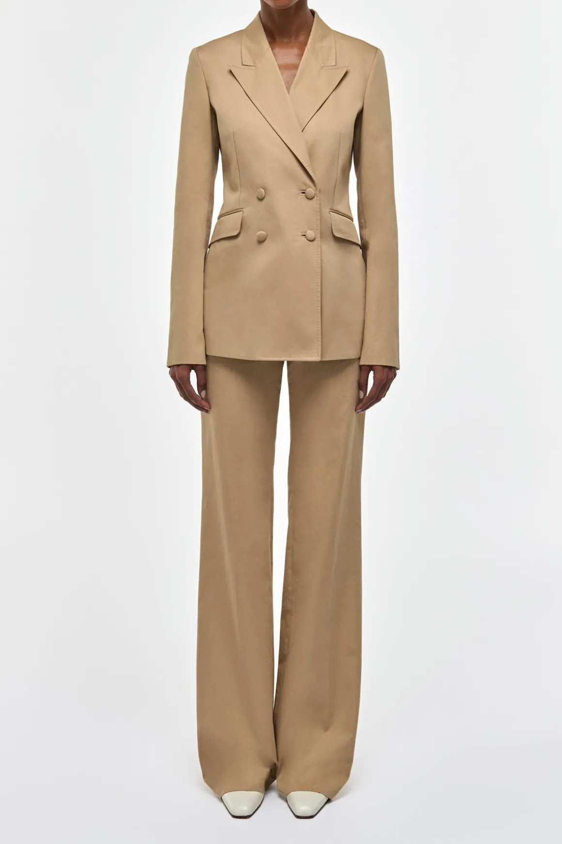 Angela Blazer in Camel Light Sea Island Cotton Twill