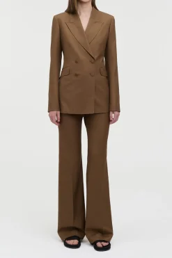 Angela Blazer in Chestnut Wool Silk