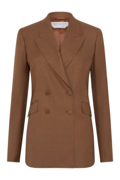 Angela Blazer in Chestnut Wool Silk