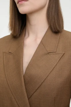Angela Blazer in Chestnut Wool Silk