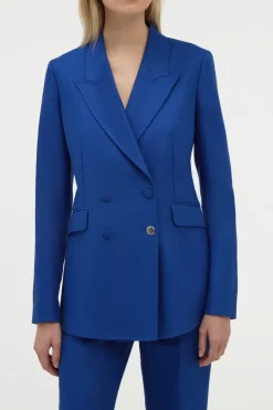 Angela Blazer in Cobalt Linen Twill