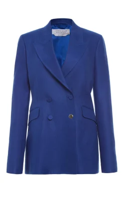 Angela Blazer in Cobalt Linen Twill