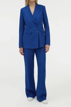 Angela Blazer in Cobalt Linen Twill