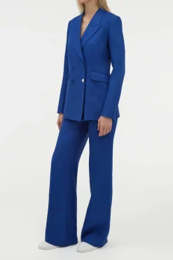 Angela Blazer in Cobalt Linen Twill