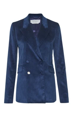 Angela Blazer in Electric Navy Sea Island Cotton Corduroy