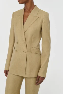 Angela Blazer in Hay Virgin Wool Silk with Linen