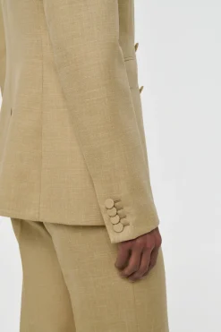 Angela Blazer in Hay Virgin Wool Silk with Linen