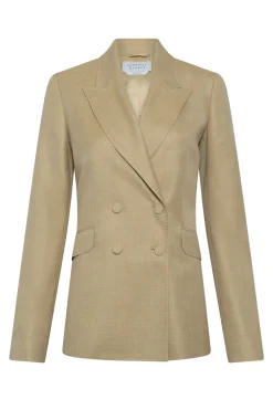 Angela Blazer in Hay Virgin Wool Silk with Linen