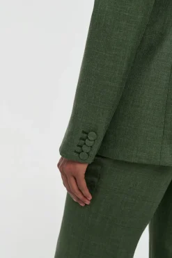 Angela Blazer in Olive Virgin Wool Silk with Linen