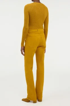 Anges Knit Henley in Golden Birch Cashmere Silk with Hemp
