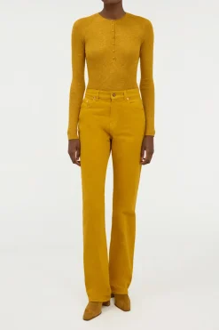Anges Knit Henley in Golden Birch Cashmere Silk with Hemp