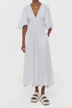 Ansel Midi Dress in White Sea Island Cotton