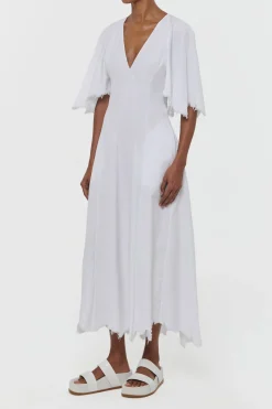 Ansel Midi Dress in White Sea Island Cotton