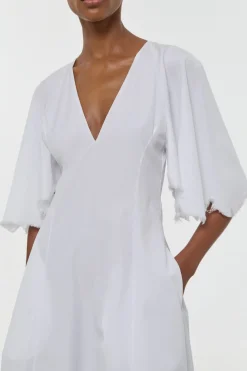 Ansel Midi Dress in White Sea Island Cotton