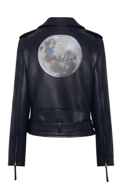 Anton Moon Biker Jacket in Dark Navy Textured Leather