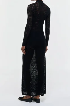 Anya Knit Maxi Dress in Black Merino Wool Cashmere