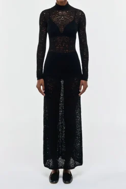 Anya Knit Maxi Dress in Black Merino Wool Cashmere