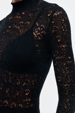 Anya Knit Maxi Dress in Black Merino Wool Cashmere