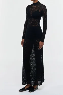 Anya Knit Maxi Dress in Black Merino Wool Cashmere