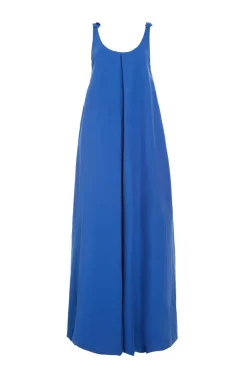 Aras Maxi Dress in Cobalt Linen Silk
