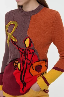Arcana Knit Sweater in Fire Multi Cashmere