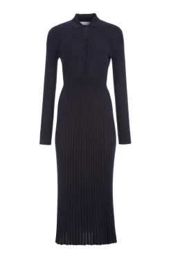 Ardor Knit Maxi Dress in Dark Navy Cashmere Silk