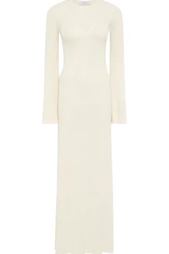 Arisen Knit Maxi Dress in Off White Mulberry Silk