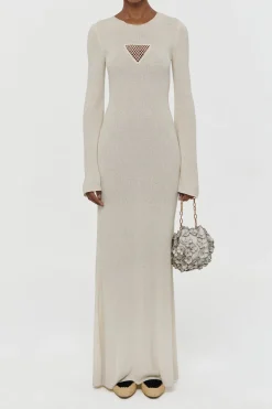 Arisen Knit Maxi Dress in Off White Mulberry Silk