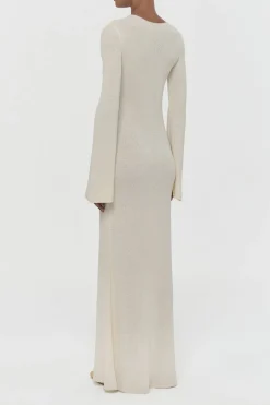 Arisen Knit Maxi Dress in Off White Mulberry Silk