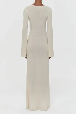 Arisen Knit Maxi Dress in Off White Mulberry Silk