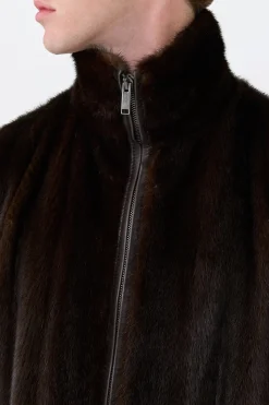 Aristede Jacket in Dark Chocolate Recycled Mink Fur