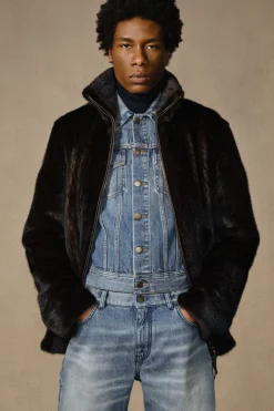 Aristede Jacket in Dark Chocolate Recycled Mink Fur