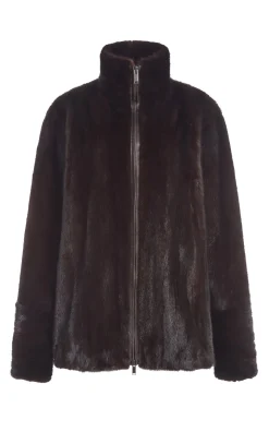 Aristede Jacket in Dark Chocolate Recycled Mink Fur