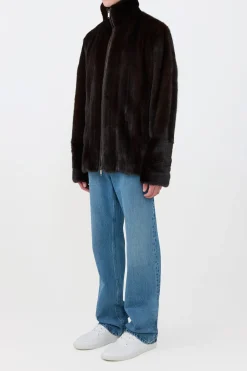 Aristede Jacket in Dark Chocolate Recycled Mink Fur