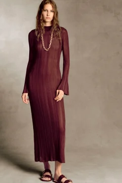 Atira Knit Maxi Dress in Bordeaux Silk