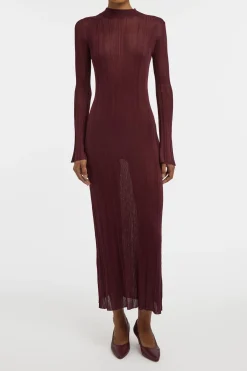 Atira Knit Maxi Dress in Bordeaux Silk