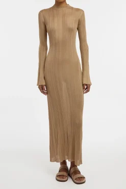 Atira Knit Maxi Dress in Camel Silk