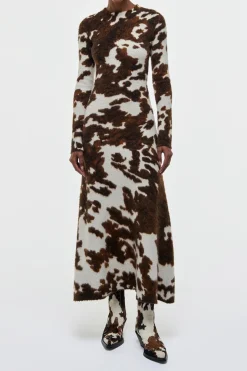 Atticus Knit Maxi Dress in Ivory Cognac Multi Cashmere